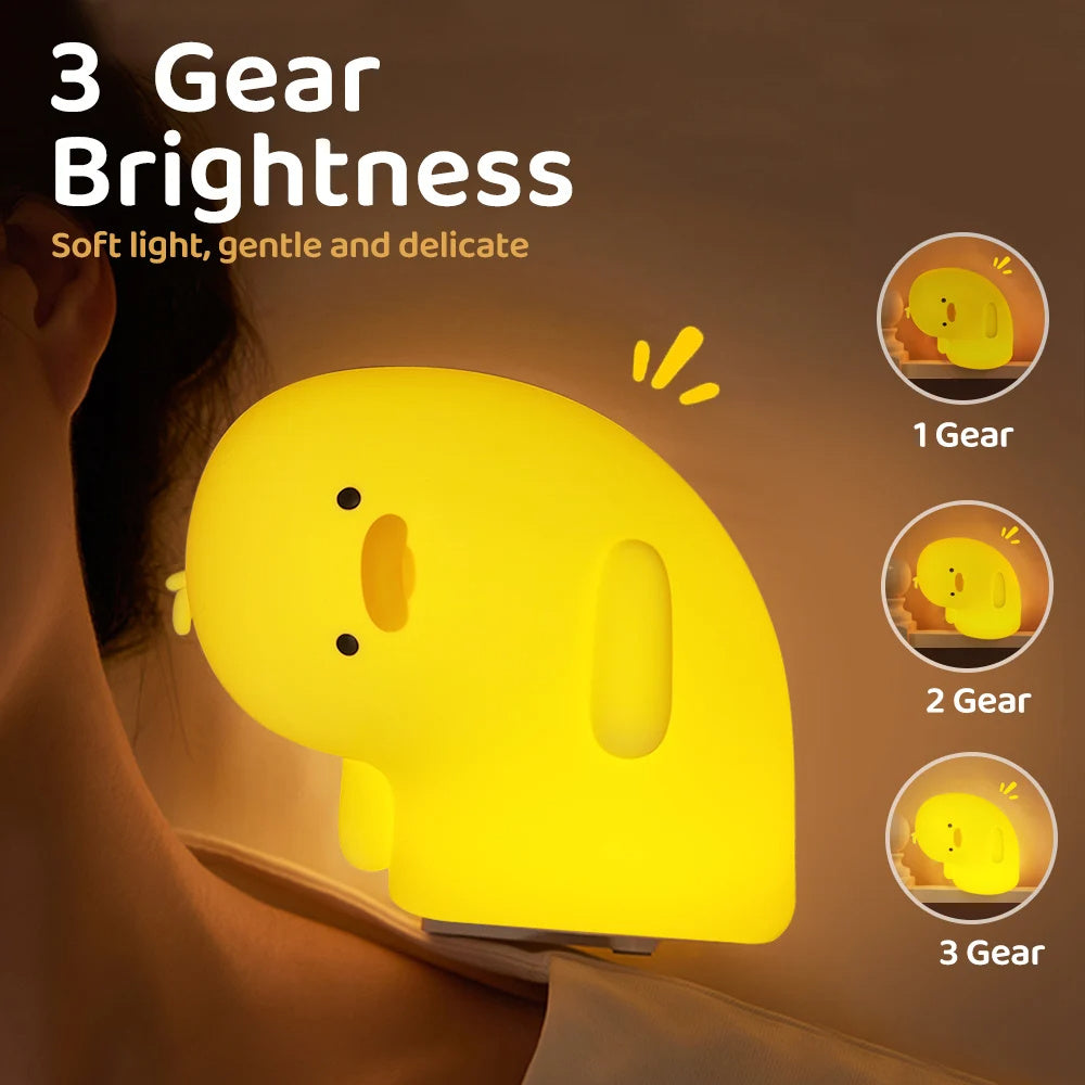 Cute Duck LED Night Light USB Rechargeable Nightlights Silicone Lamp Touch Soft Mood Light Child Kid Gift Bedroom Decor 🇨🇳