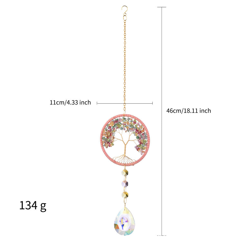 Four Colors Natural Crystal Lucky Tree Sun Catcher Crystal Wind Chimes 🇨🇳