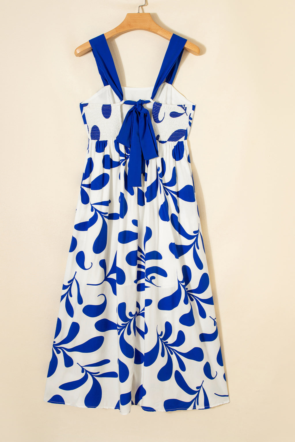 Blue Floral Print Crisscross Tie Back Sleeveless Long Dress 🇺🇸