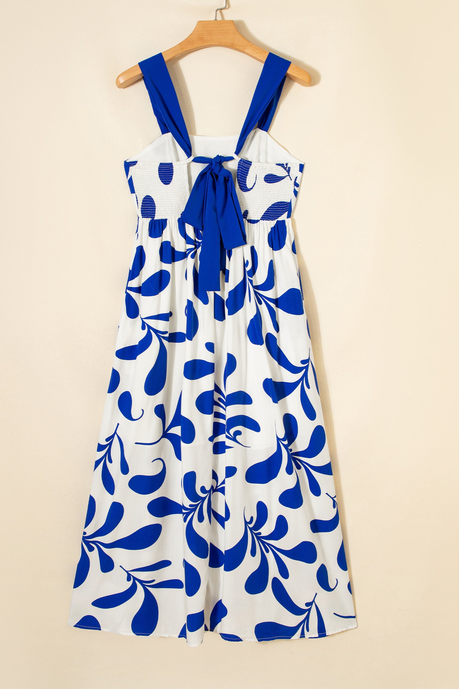Blue Floral Print Crisscross Tie Back Sleeveless Long Dress 🇺🇸