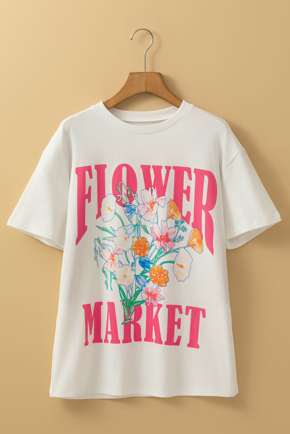 White FLOWER MARKET Graphic T Shirt 🇨🇳