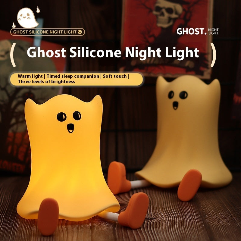 Halloween Silicone Ghost Shaped Bedside Lamp With Touch Control Soft Glow For Water-resistant Decoration 🇨🇳