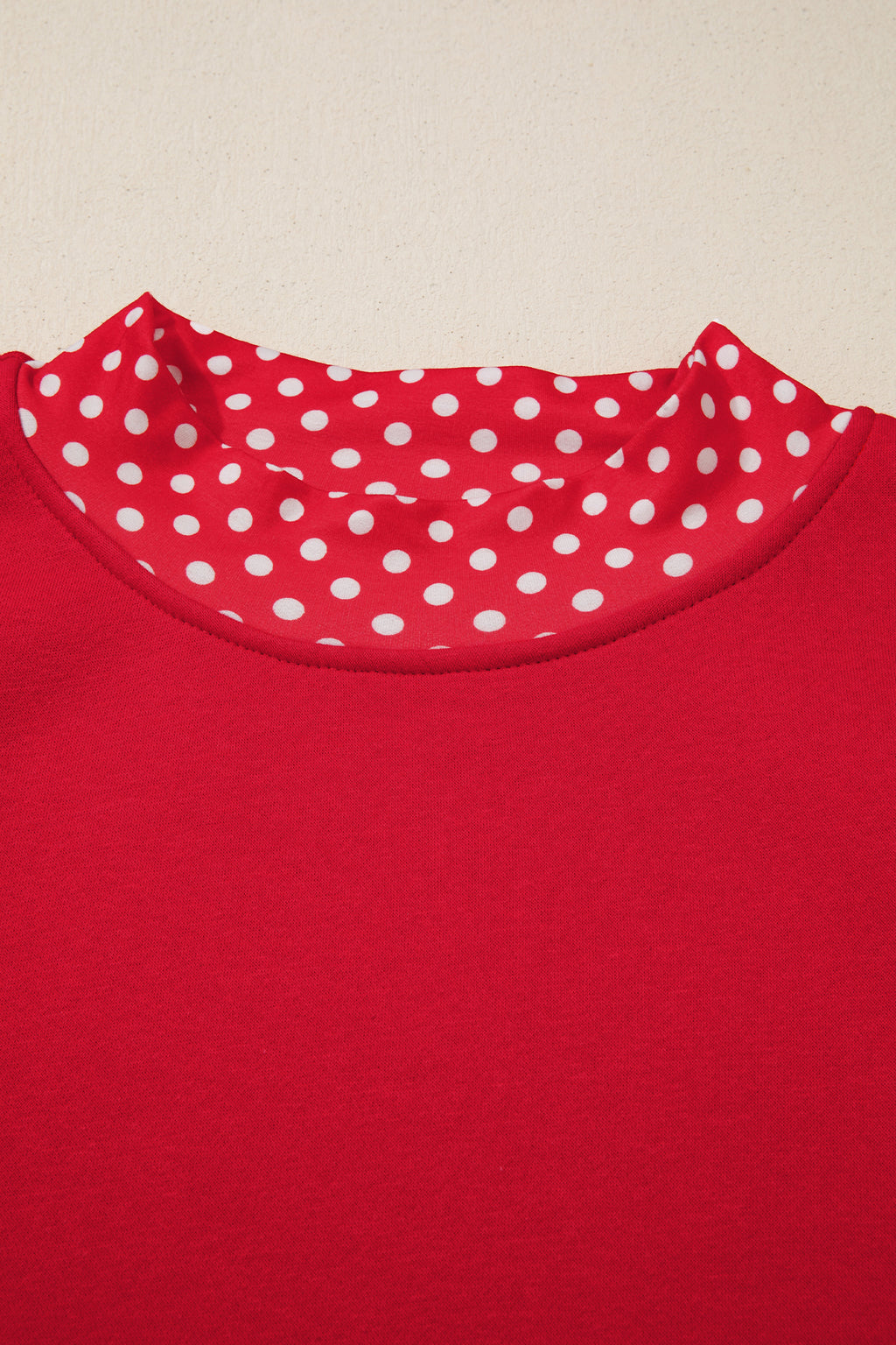 Red Polka Dot Patchwork Round Neck Plus Size Sweatshirt 🇺🇸