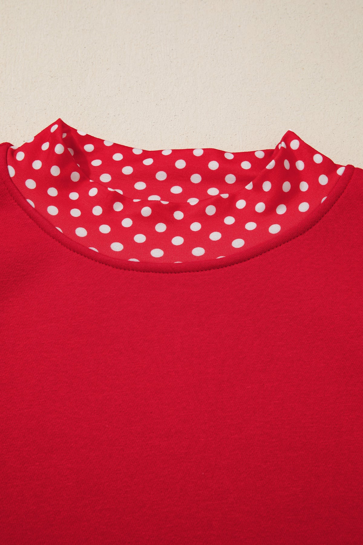Red Polka Dot Patchwork Round Neck Plus Size Sweatshirt 🇺🇸