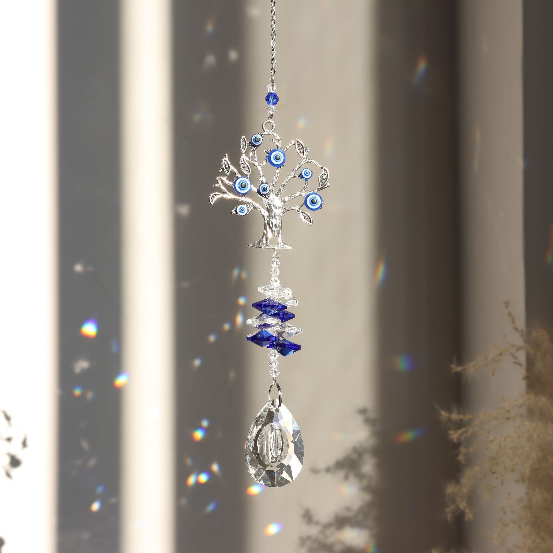 Devil's Eye Sunshine Catcher Lucky Tree Crystal Ornaments Outdoor Garden Home Window Hanging Decorations 🇨🇳