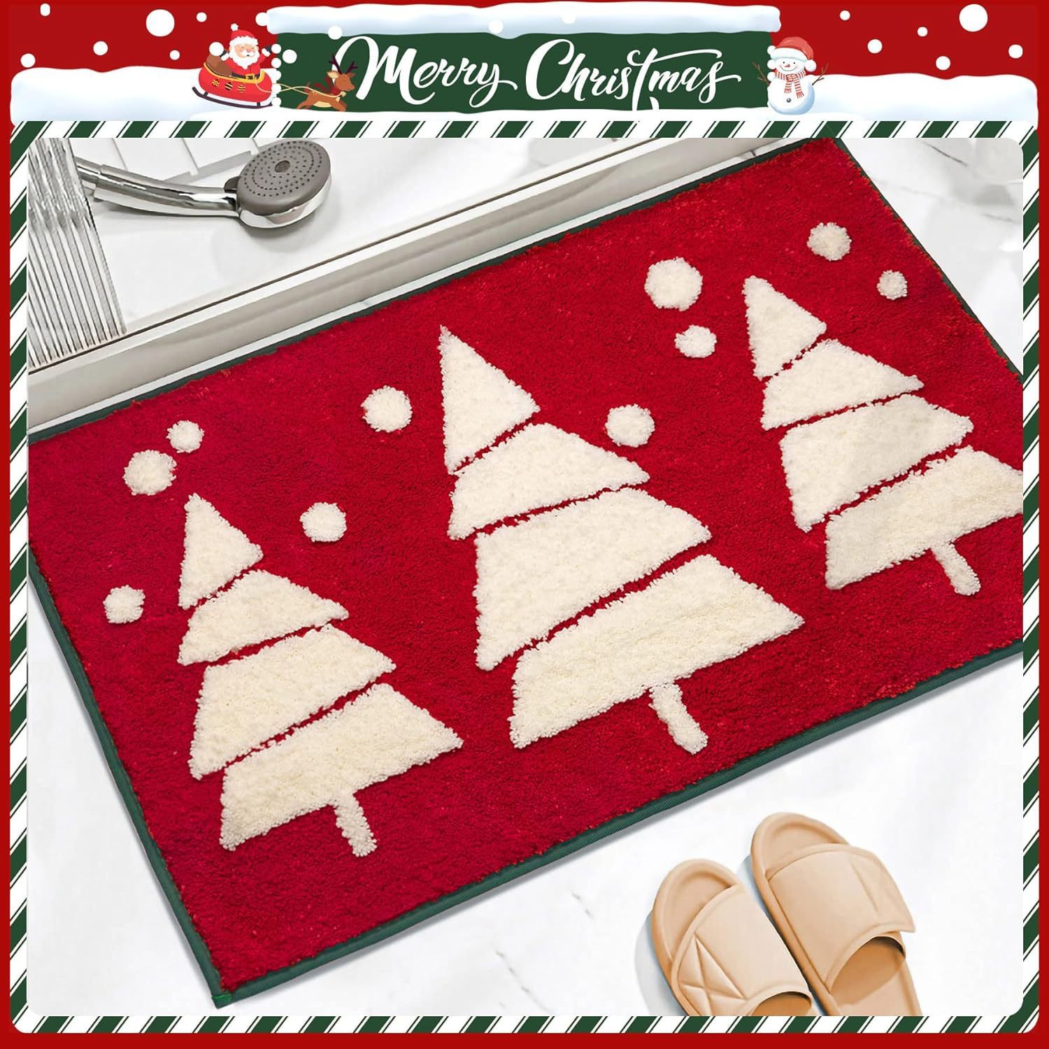 Christmas Cashmere Carpet Bathroom Absorbent Non-slip Mat 🇨🇳