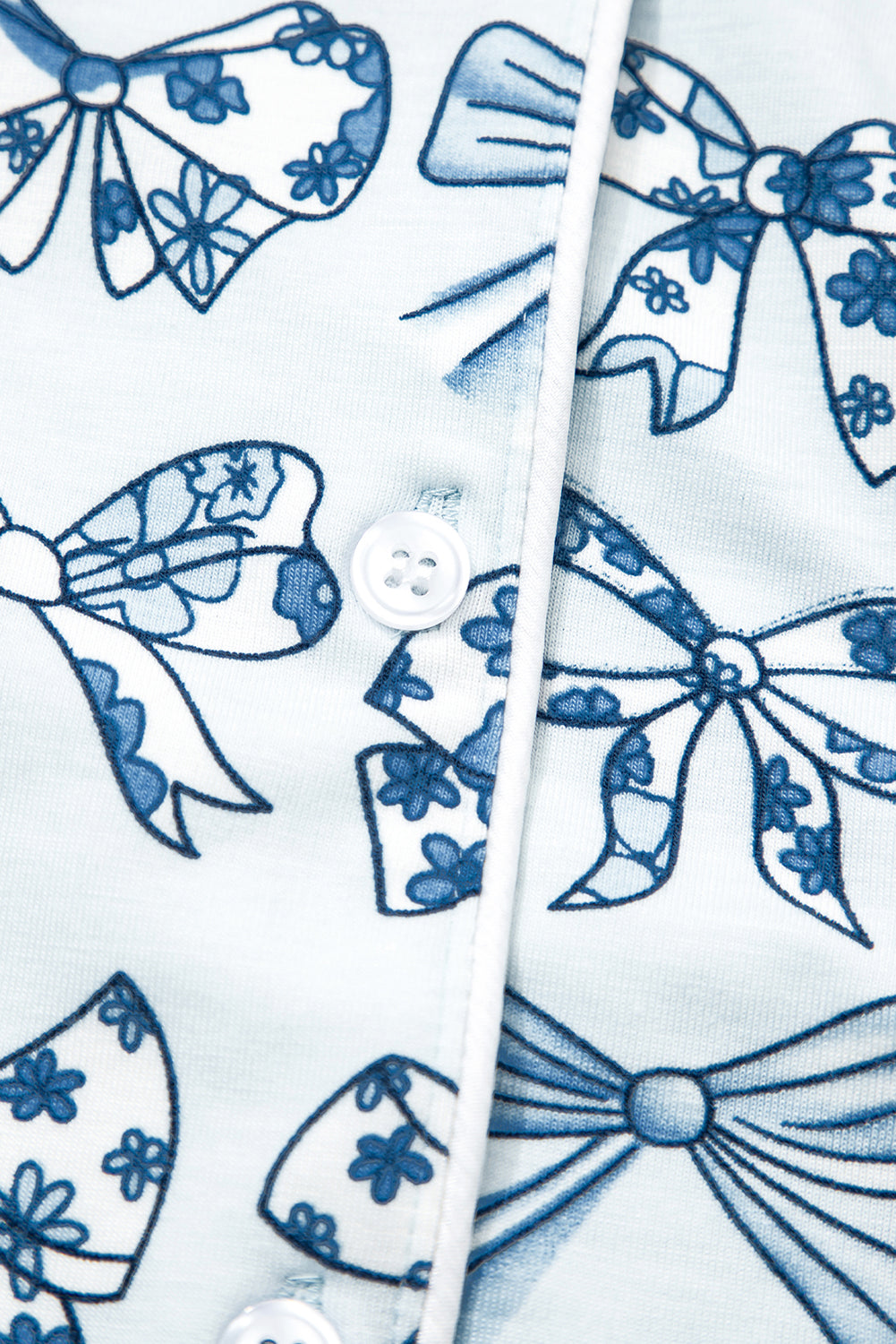 Sky Blue Bow Print Short Pajama Set 🇺🇸