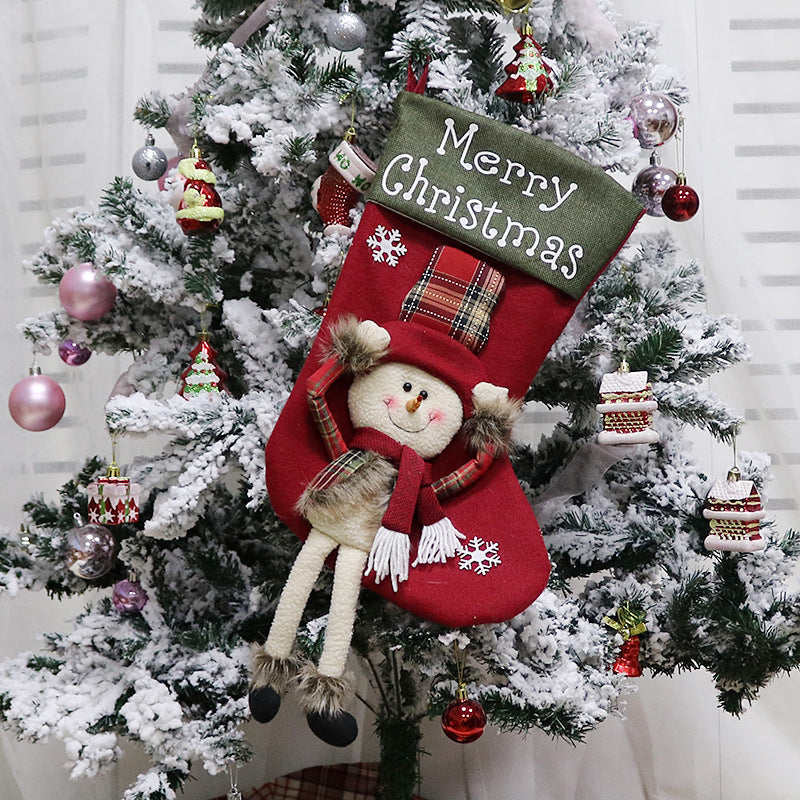 New Year Xmas Big Stockings Set Decorations Christmas 3D Plush Big Sock Christmas Tree Pendant Decorating Supplies 🇬🇧