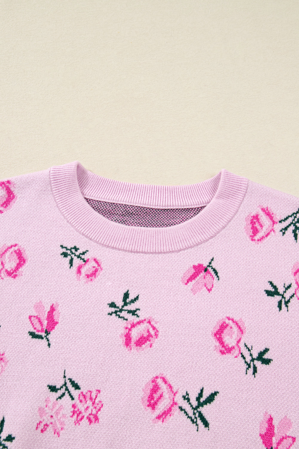 Delicacy Sweet Floral Print Drop Shoulder Cropped Sweater 🇺🇸