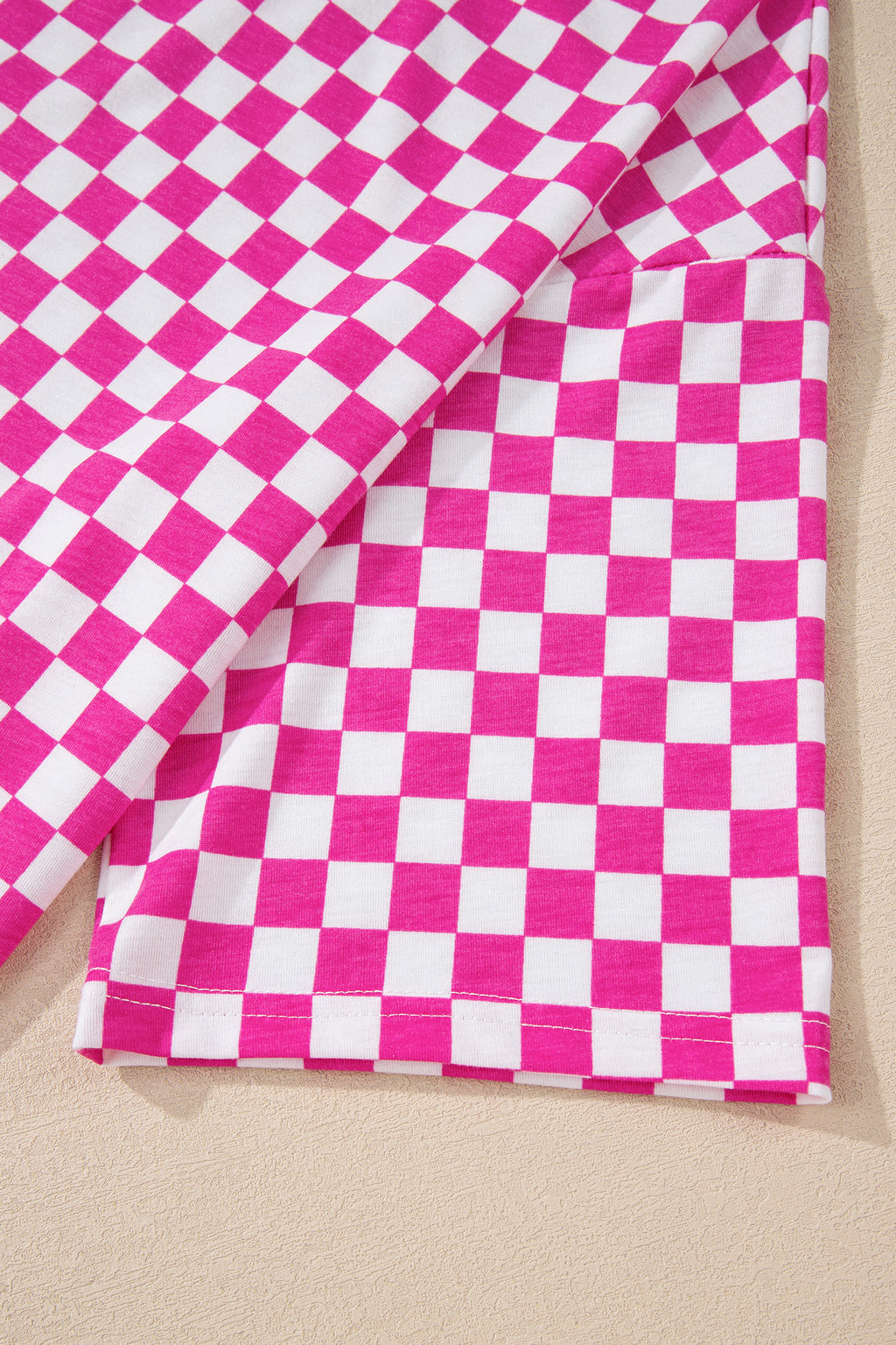 Rose Checkered Print Half Sleeve Tee 2pcs Lounge Pant Set 🇺🇸
