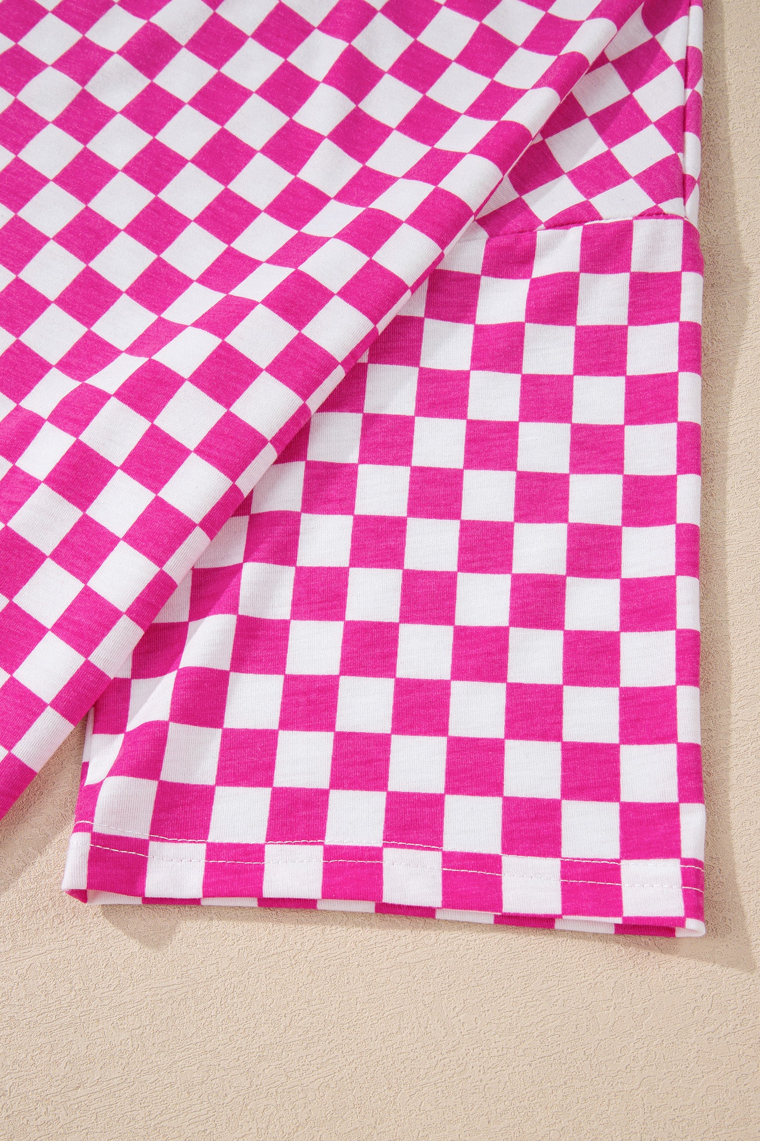 Rose Checkered Print Half Sleeve Tee 2pcs Lounge Pant Set 🇺🇸