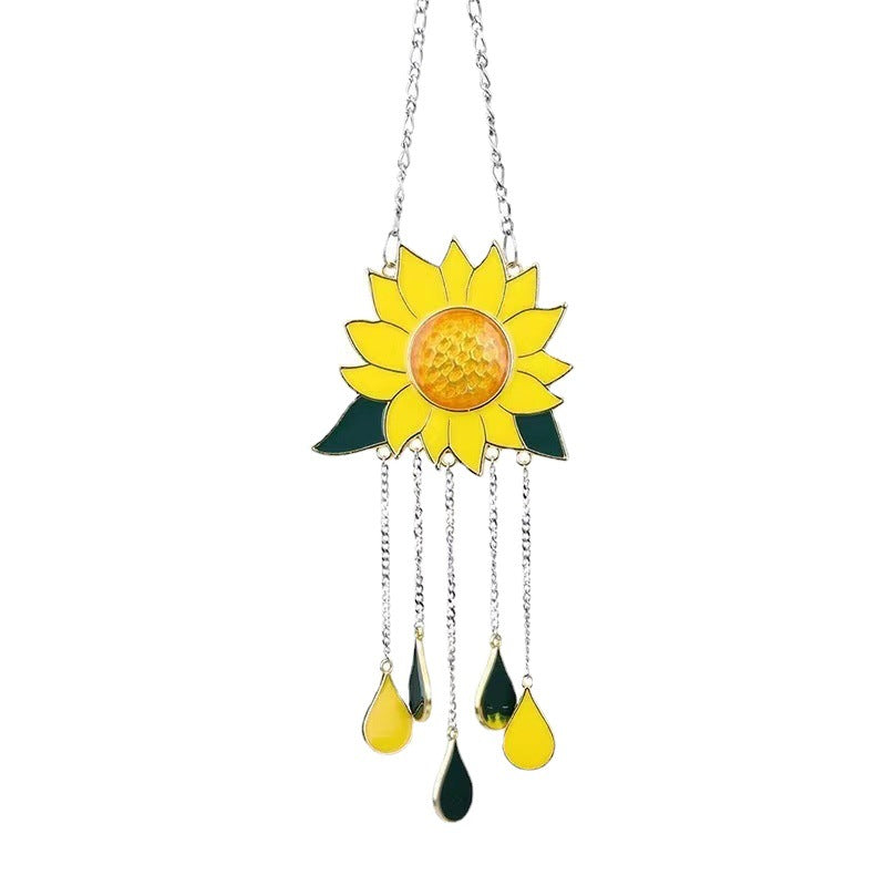 Sunflower Wind Chimes Pendant Metal Sunflower Sunflower Wall Decorations Art Pendant Indoor Wind Chimes 🇨🇳