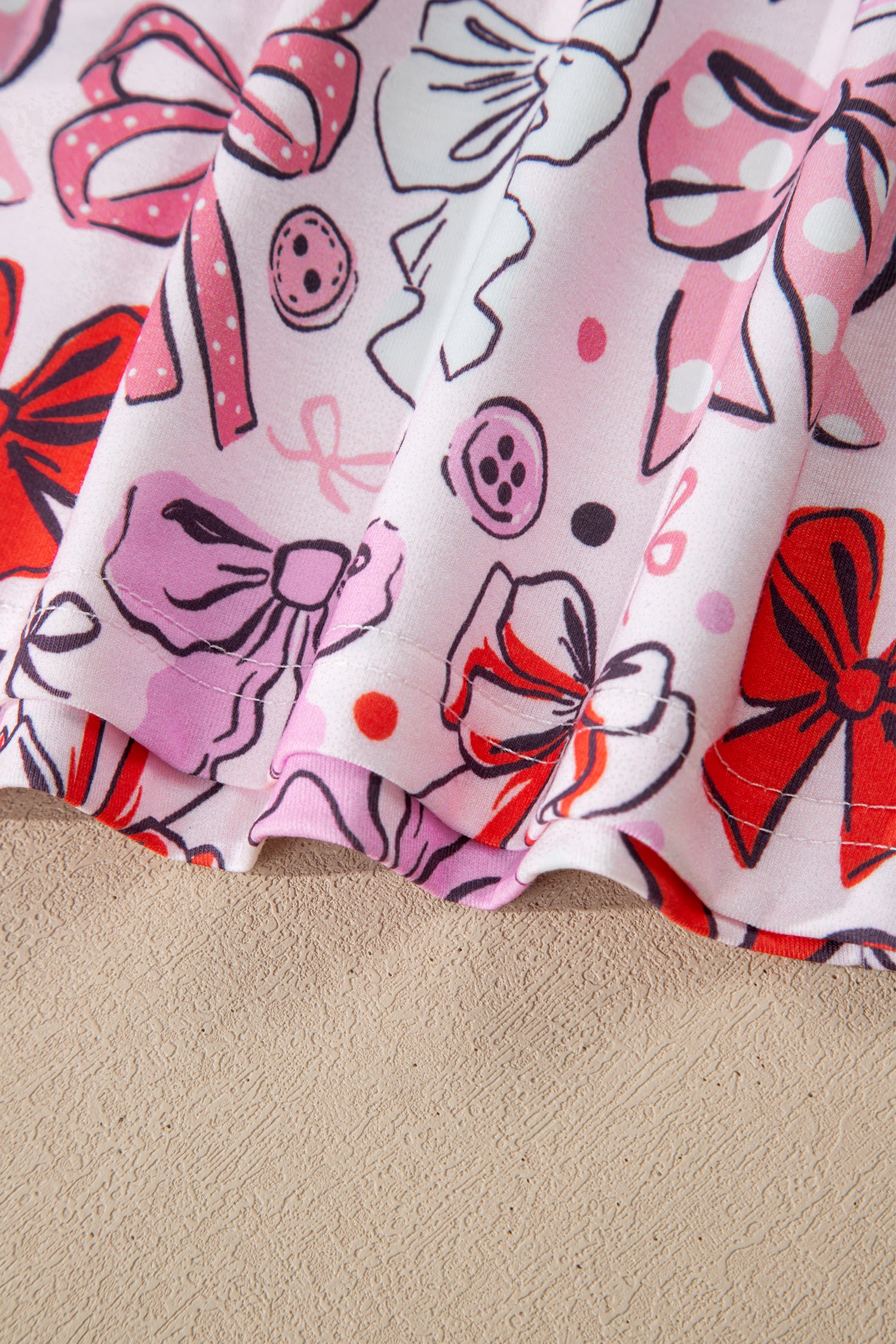 Pink Cute Ribbon Bows Printed Shirt Style 2pcs Short Pajama Set 🇺🇸