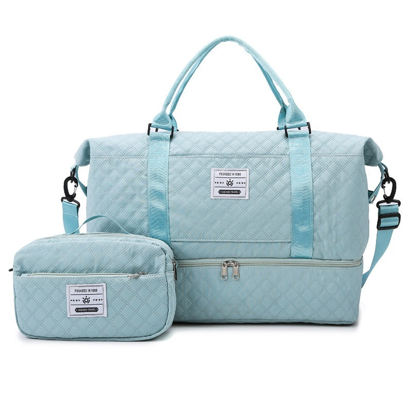 Large-Capacity Quilted Embroidered Thread Handle Crossbody Storage Travel Bag 🇨🇳