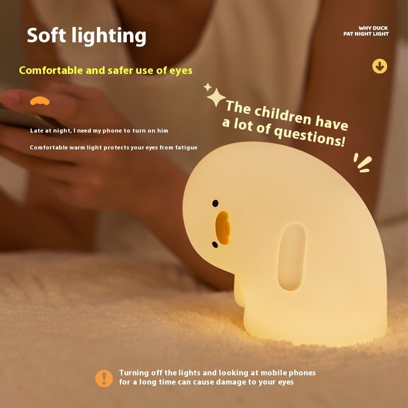 Cute Duck LED Night Light USB Rechargeable Nightlights Silicone Lamp Touch Soft Mood Light Child Kid Gift Bedroom Decor 🇨🇳