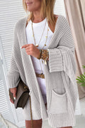 Gray Oversized Fold Over Sleeve Open Front Cardigan 🇨🇳