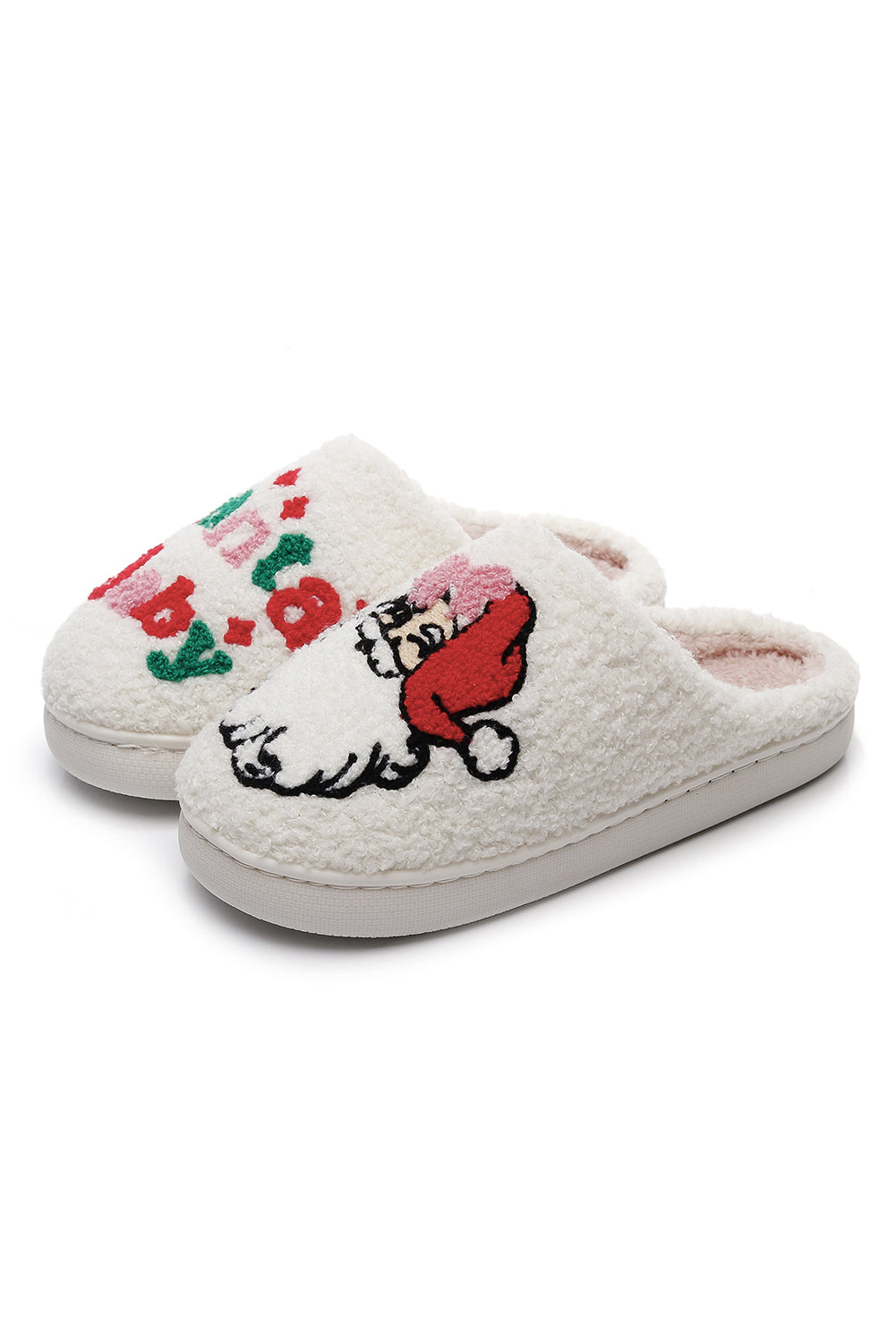 White Plush Santa Baby Christmas Slippers 🇺🇸