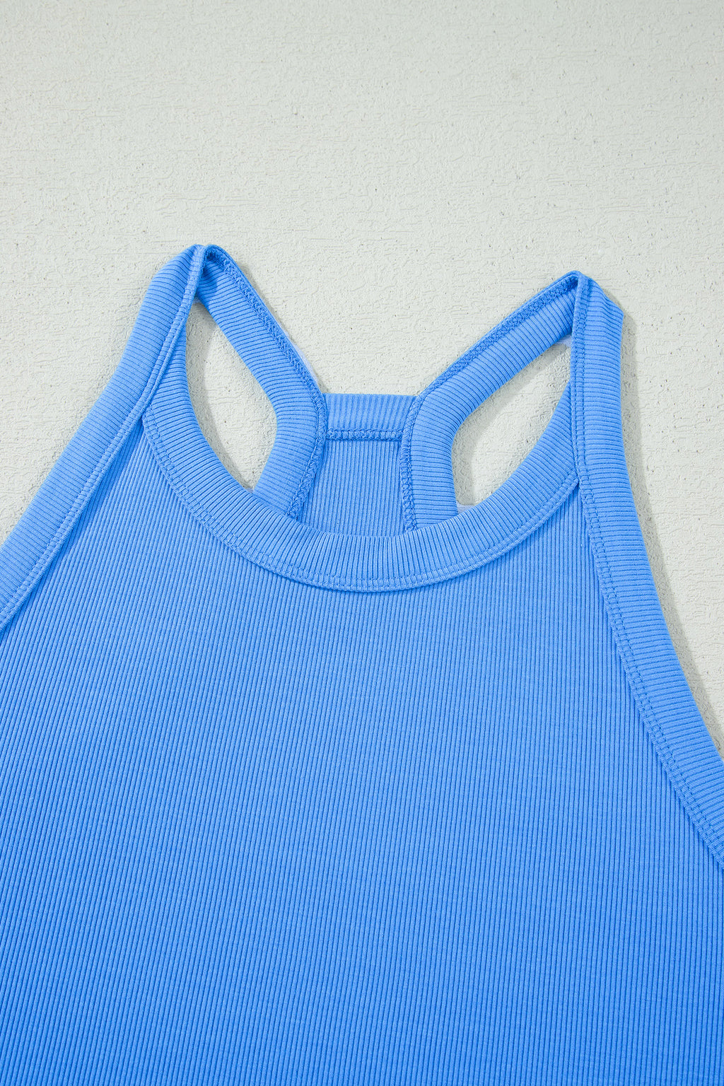 Sky Blue Slim Tank Top Elastic High Waist Shorts 2pcs Outfit 🇺🇸