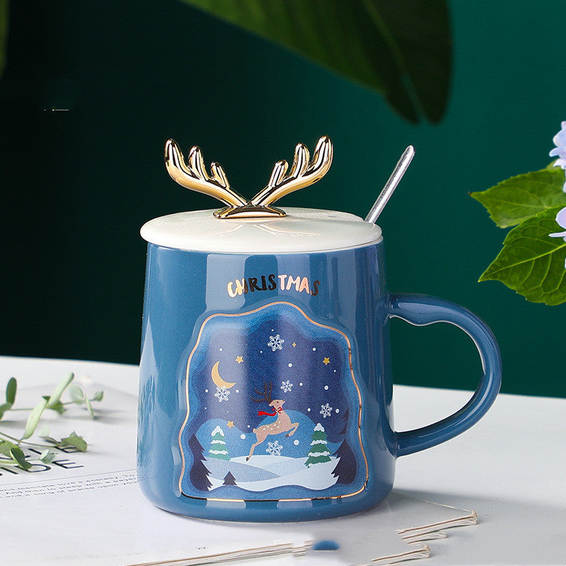Drinkware Christmas Mugs Coffee Cups Ceramic Merry Christmas Cups With Spoon Christmas Gifts For Coffee Cup Mug Handgrip Cup 🇨🇳