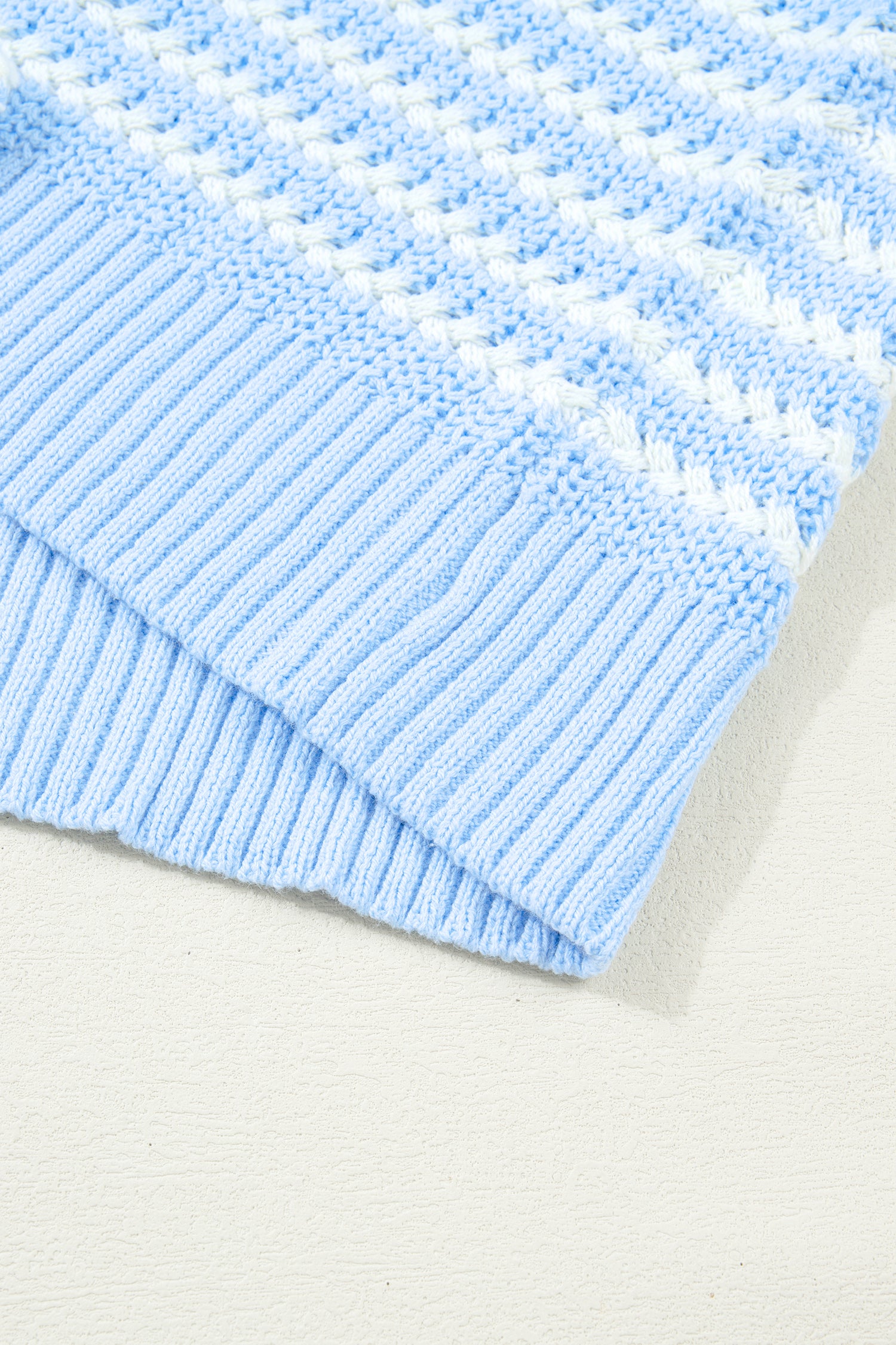 Sky Blue Stripe Short Sleeve Knit V Neck Bow Knot Sweater 🇺🇸