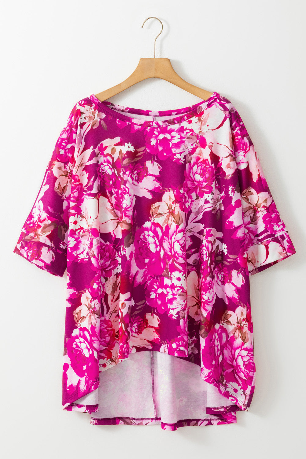 Red Floral Print Short Sleeve Plus Size Blouse 🇺🇸