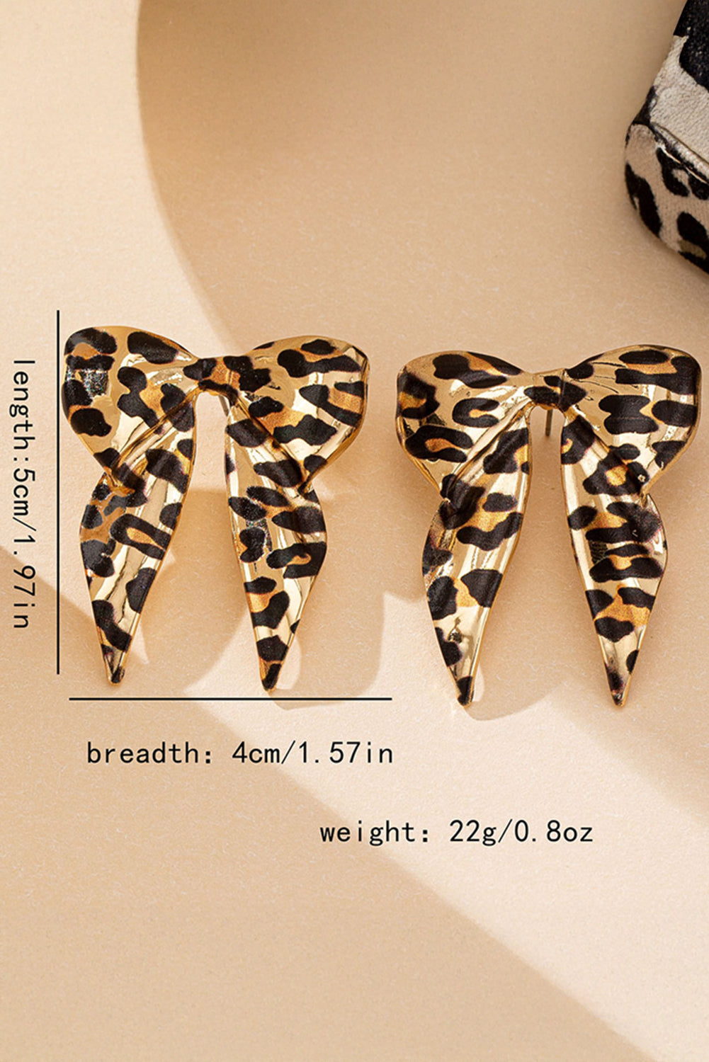 Gold Leopard Print Bow Knot Shape Plated Alloy Earrings 🇺🇸