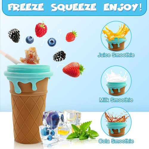 500ml Large Capacity Slushy Cup Summer Squeeze Homemade Juice Water Bottle Quick-Frozen Smoothie Sand Cup Pinch Fast Cooling Magic Ice Cream Slushy Maker Beker Kitchen Gadgets 🇨🇳