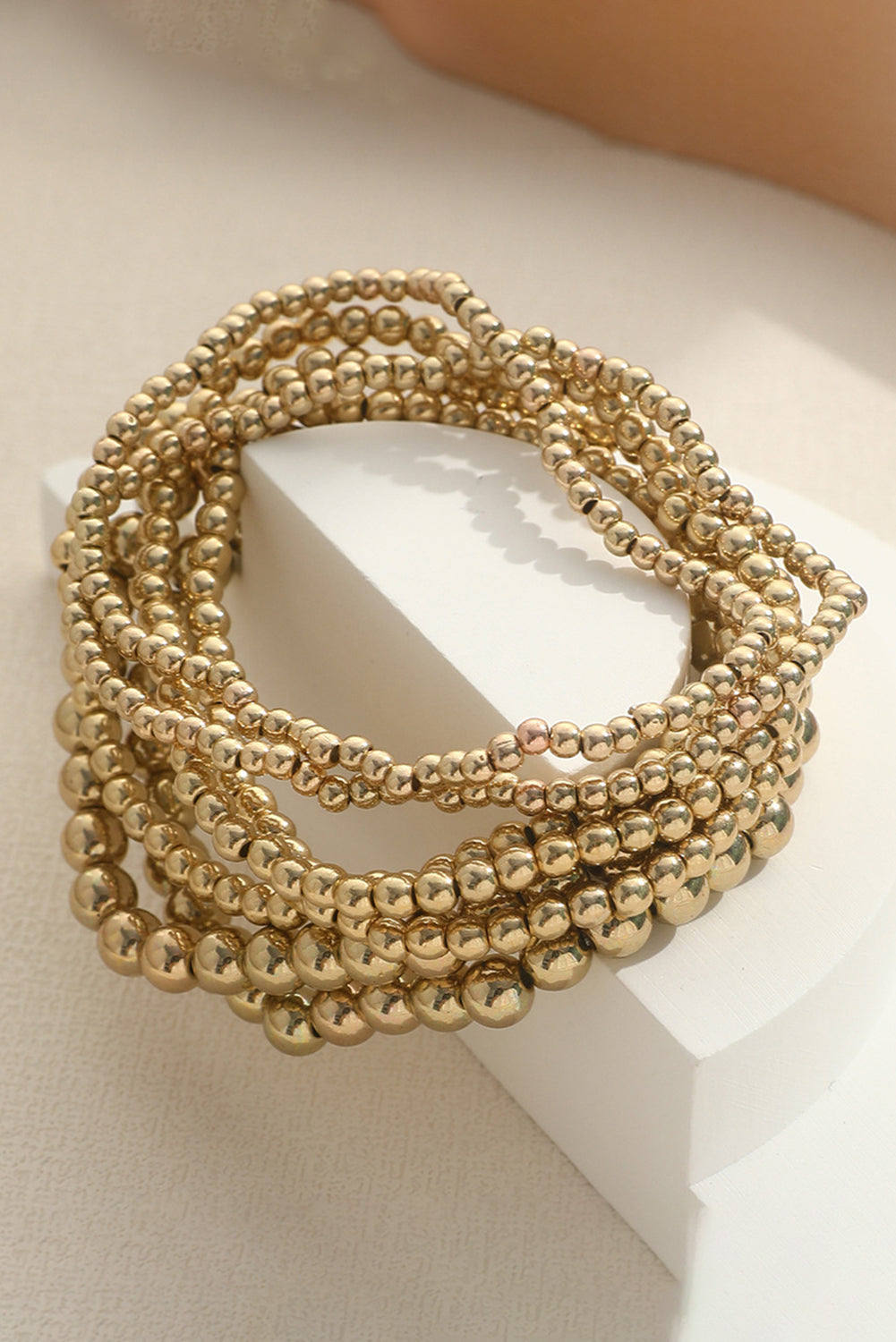 Gold 7pcs/Set Minimalist Plated Beaded Luxury Bracelet Set 🇨🇳