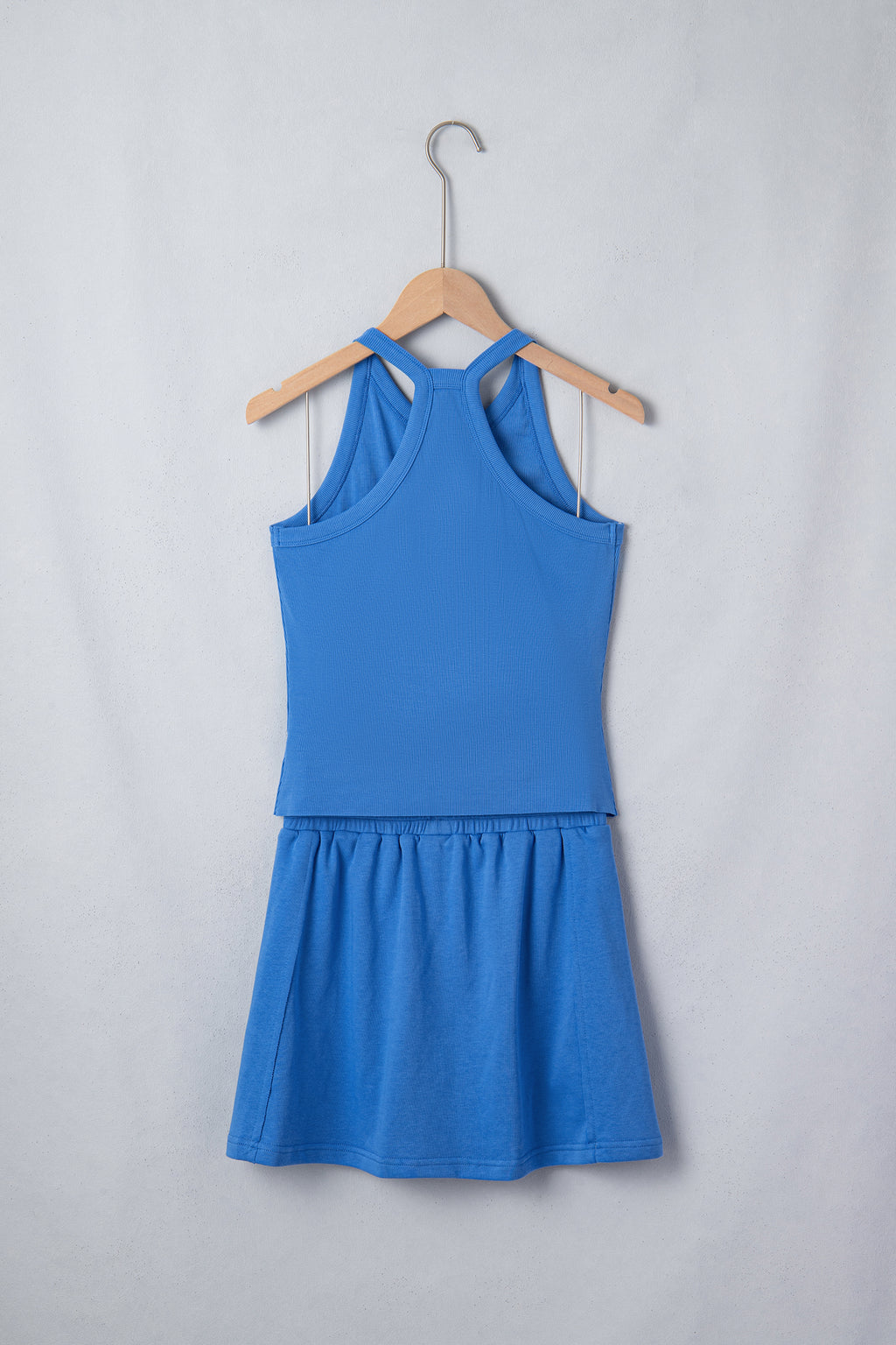 Sky Blue Slim Tank Top Elastic Waist Mini Skort 2pcs Outfit 🇺🇸