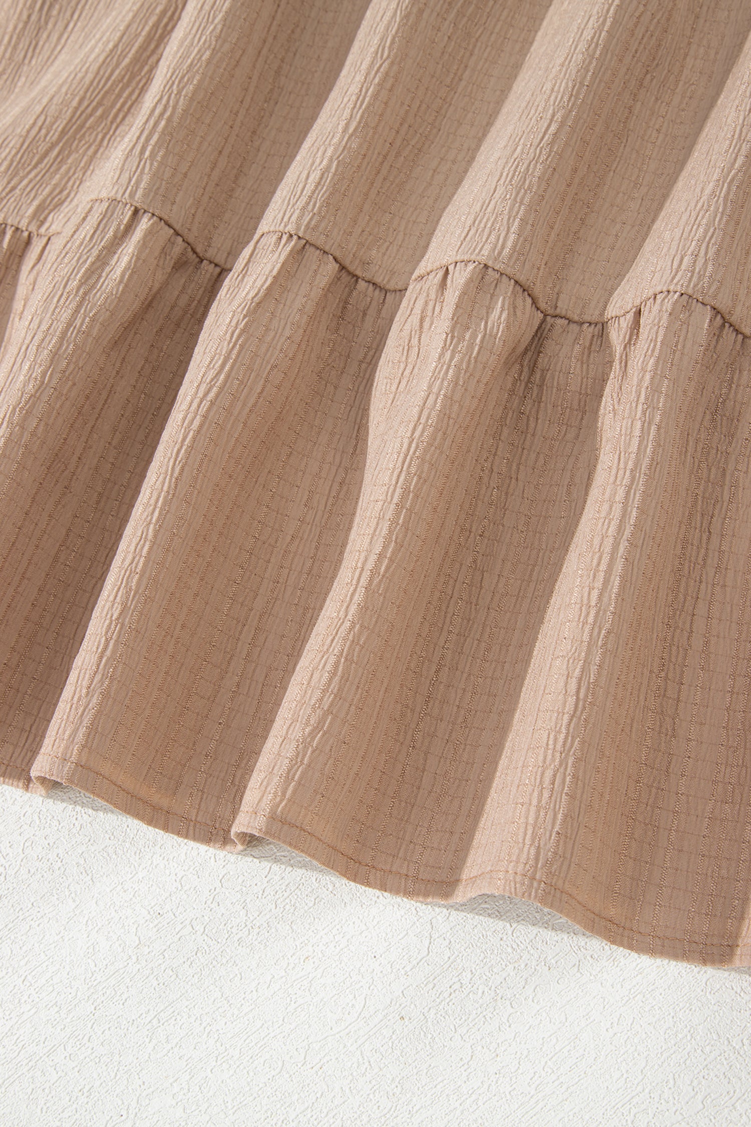 Dark Khaki Plus Size Textured Ruffled Short Sleeve Dress 🇺🇸