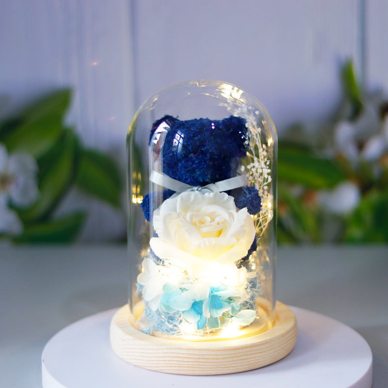 Eternal Preserved Rose Flower Gift Box Teddy Bear With Lights 🇨🇳