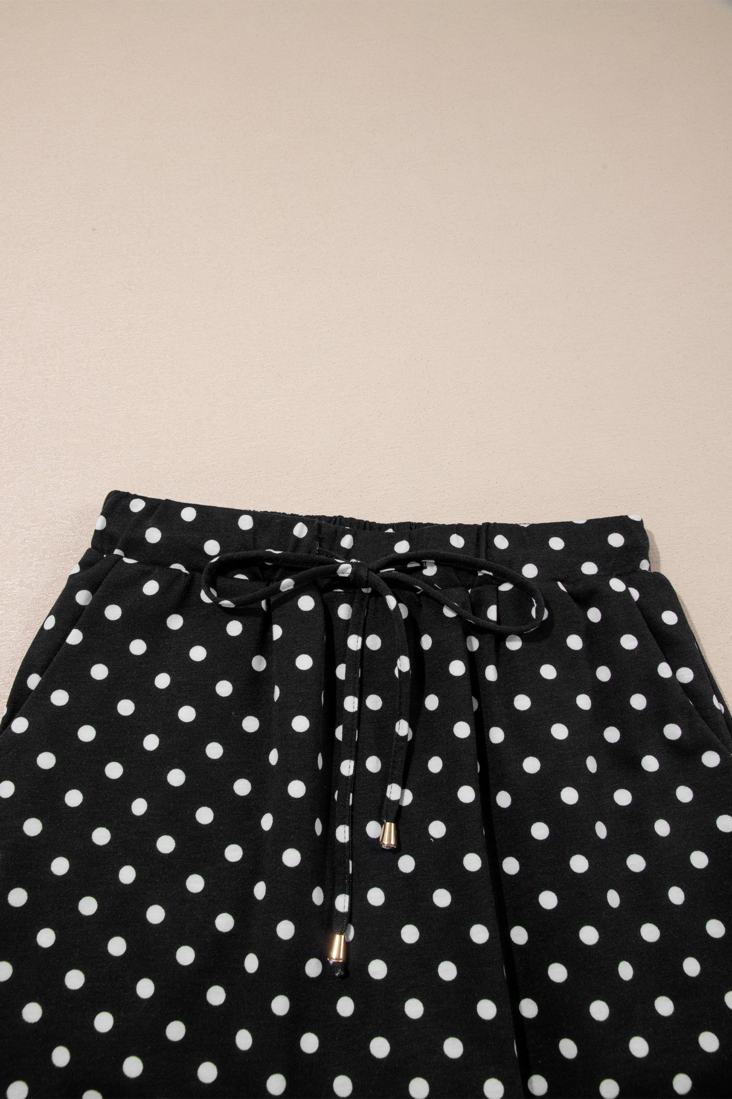 Black Polka Dot Drawstring Casual Mini Skort 🇺🇸