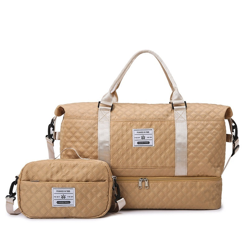 Large-Capacity Quilted Embroidered Thread Handle Crossbody Storage Travel Bag 🇨🇳