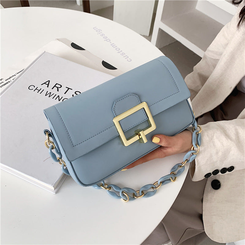 Popular Thick Chain One-shoulder Armpit Small Square Female Texture Simple Messenger Bag 🇨🇳