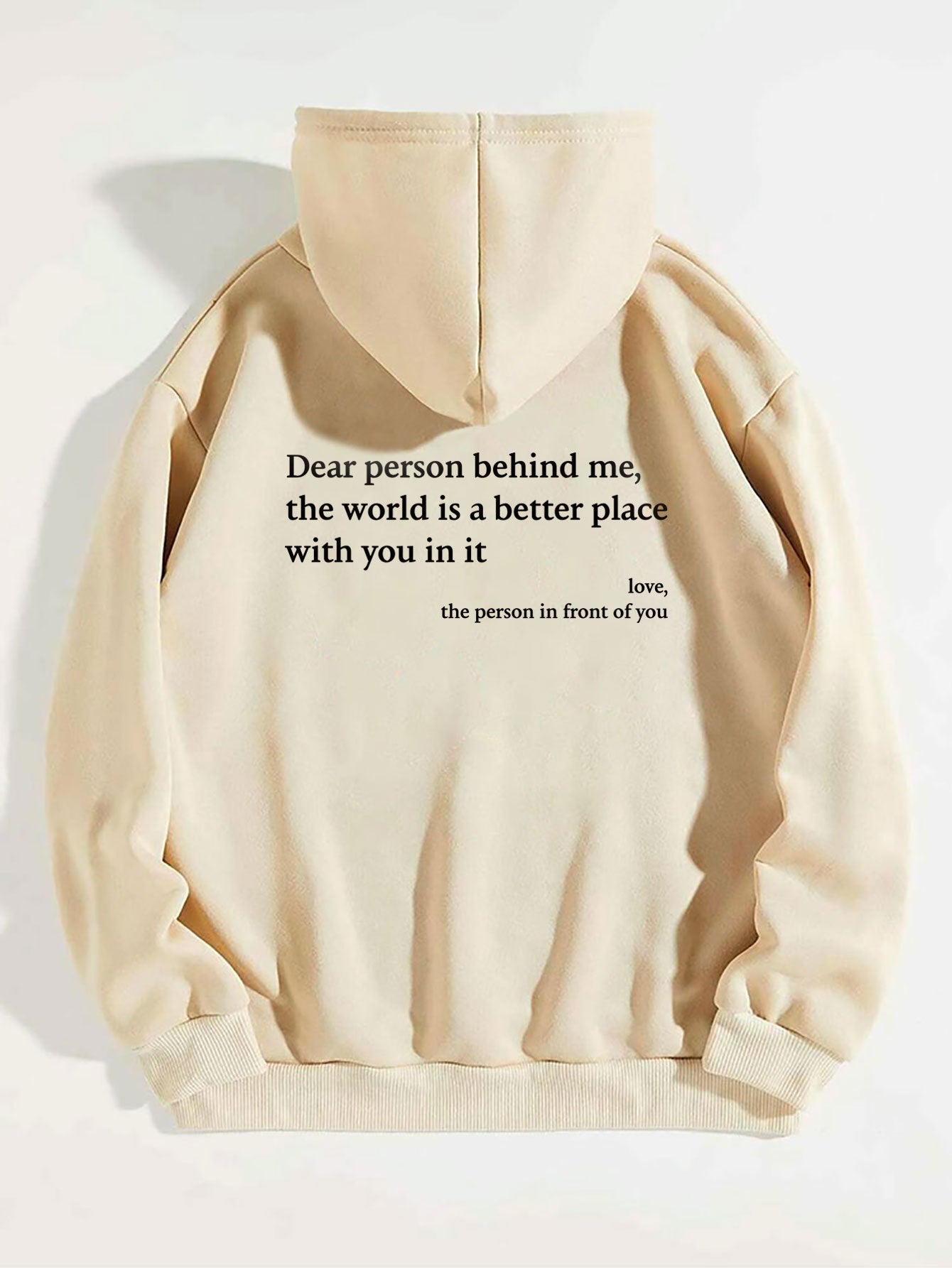 Dear Person Behind Me,the World Is A Better Place,with You In It,love,the Person In Front Of You,Women's Plush Letter Printed Kangaroo Pocket Drawstring Printed Hoodie Unisex Trendy Hoodies 🇨🇳