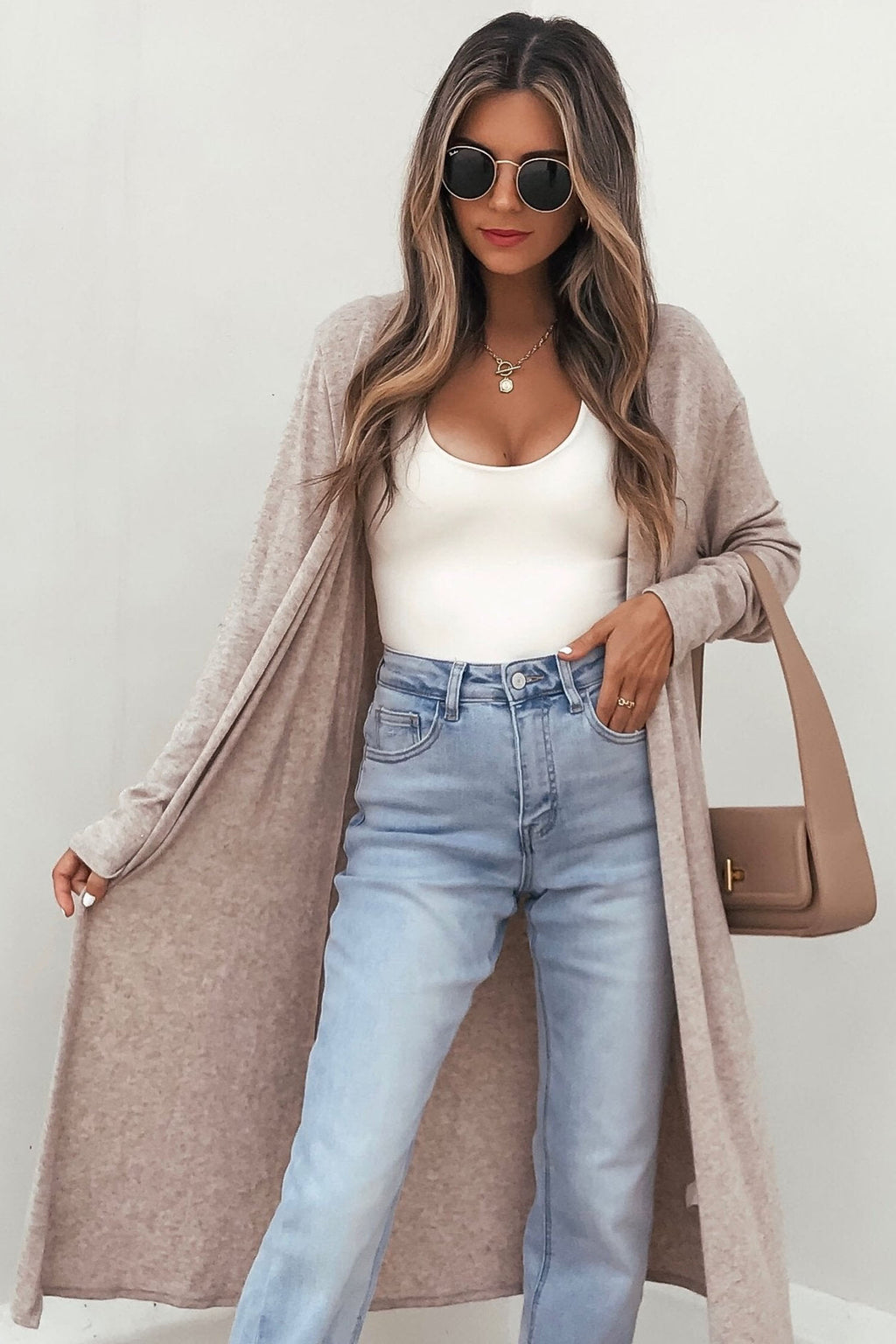 Parchment Solid Color Long Sleeve Casual Tunic Shift Cardigan 🇺🇸