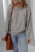 Gray Stripe Dolman Sleeve Drop Shoulder Top 🇺🇸