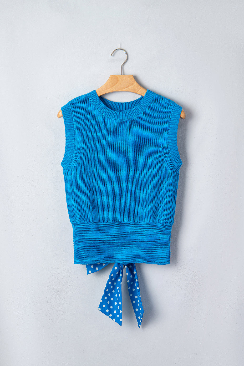 Myosotis Slim Knit Polka Dot Knot Back Cropped Sweater Tank 🇺🇸