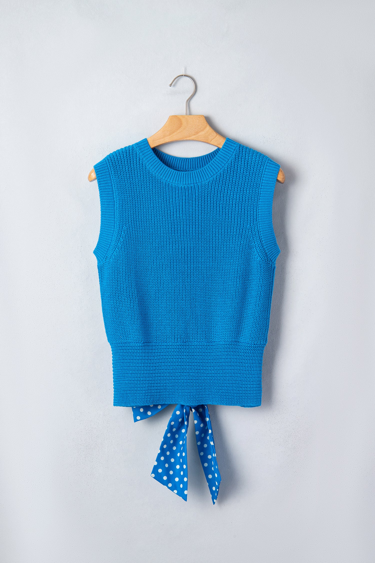 Myosotis Slim Knit Polka Dot Knot Back Cropped Sweater Tank 🇺🇸
