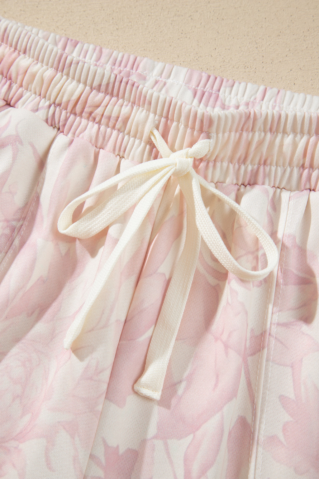 Pink Abstract Print Drop Shoulder Drawstring Waist Drawstring Hem Pant Set 🇺🇸