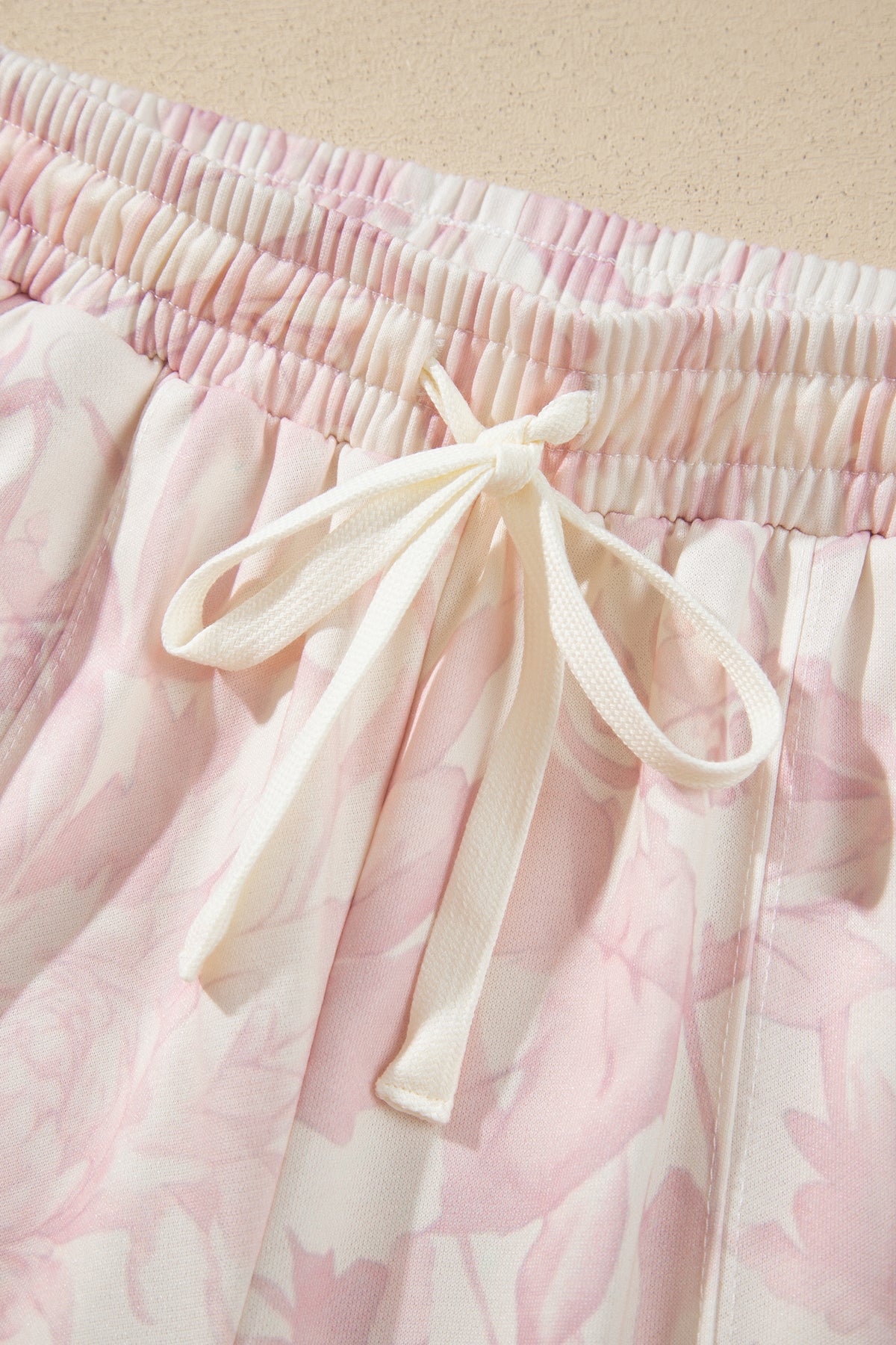 Pink Abstract Print Drop Shoulder Drawstring Waist Drawstring Hem Pant Set 🇺🇸