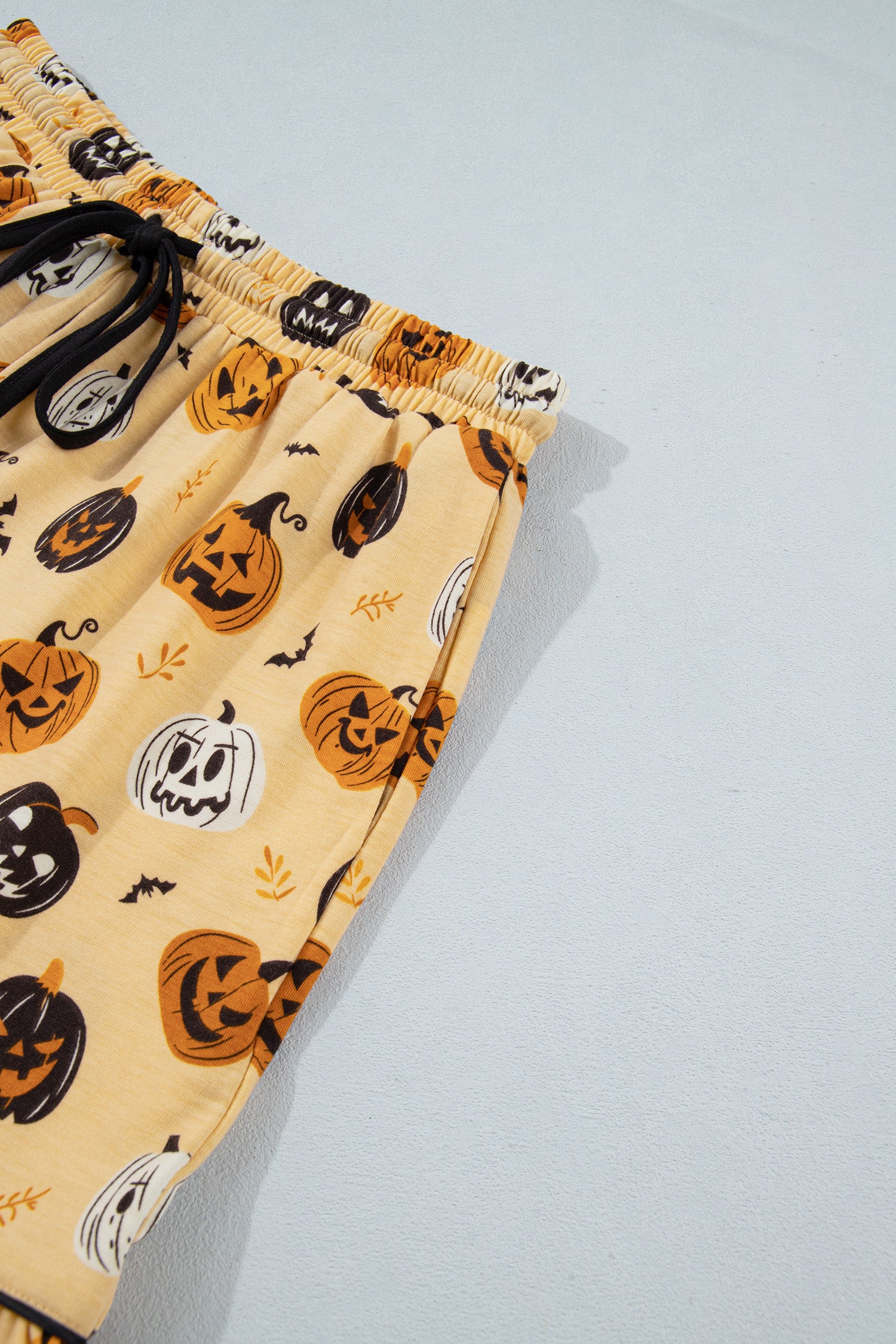 Orange Long Sleeve Ruffle Pumpkin Face Print Two Piece Lounge Set 🇺🇸