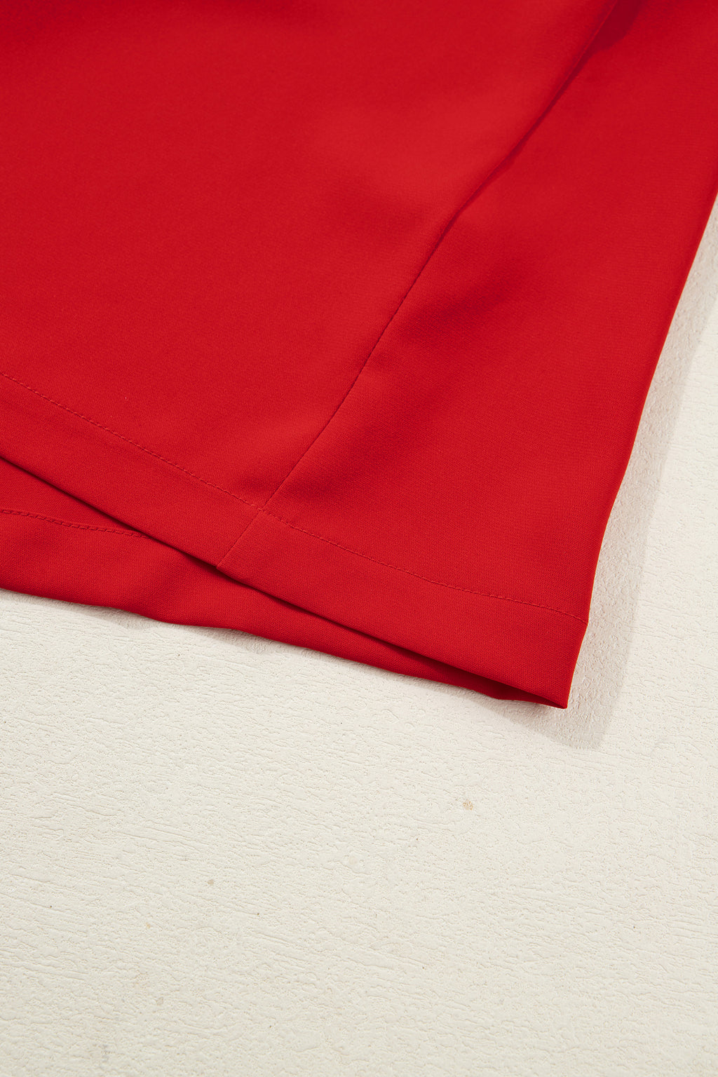 Fiery Red Contrast Trim Ribbon Bow Short Silky 2pcs Pajama Set 🇺🇸