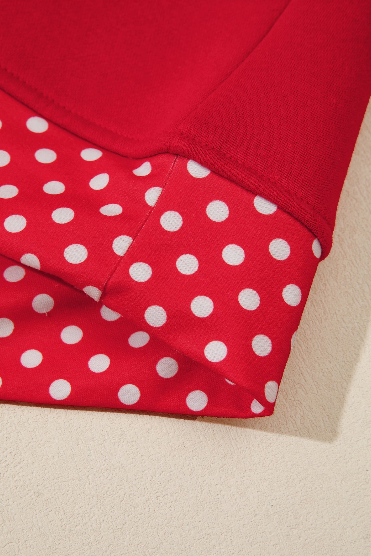 Red Polka Dot Patchwork Round Neck Plus Size Sweatshirt 🇺🇸