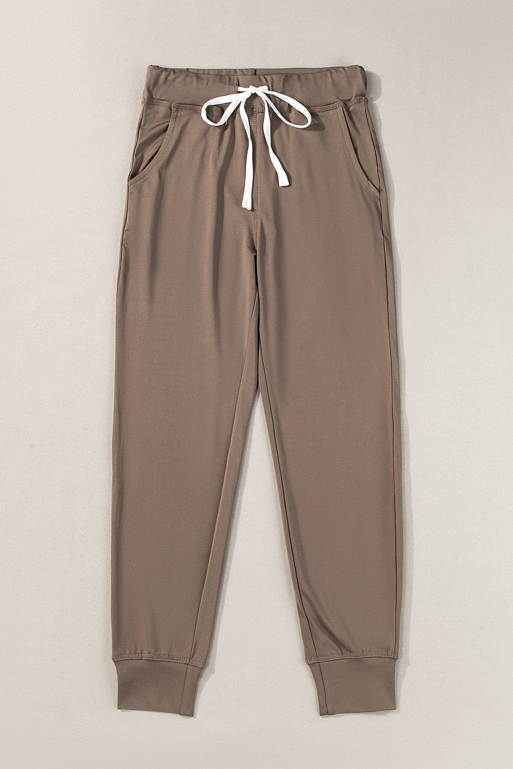 Dark Brown Drawstring Elastic Waistband Pocketed Joggers 🇺🇸