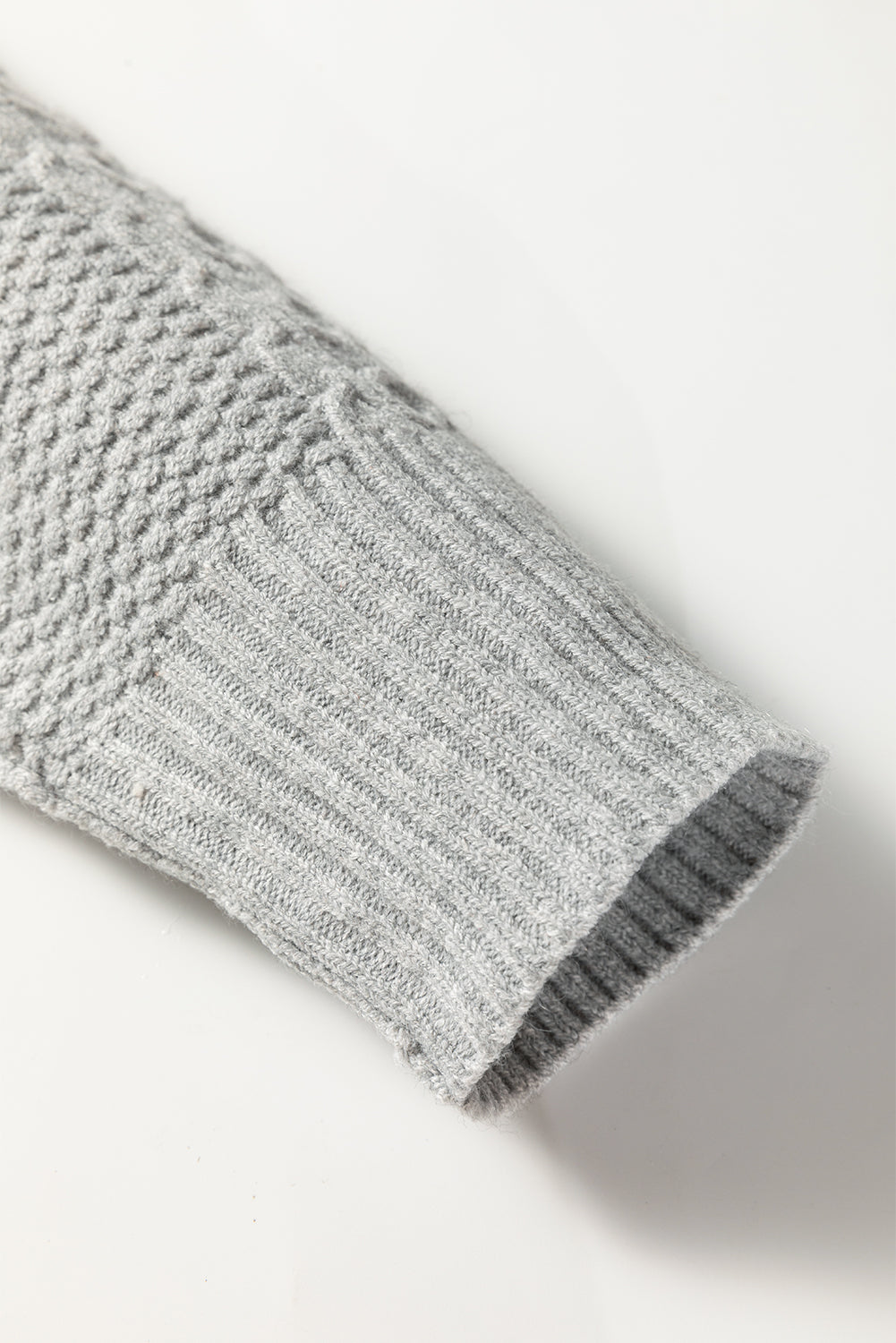 High Cable Knit Quarter Zip Ribbed Trim Loose Sweater Dress 🇺🇸