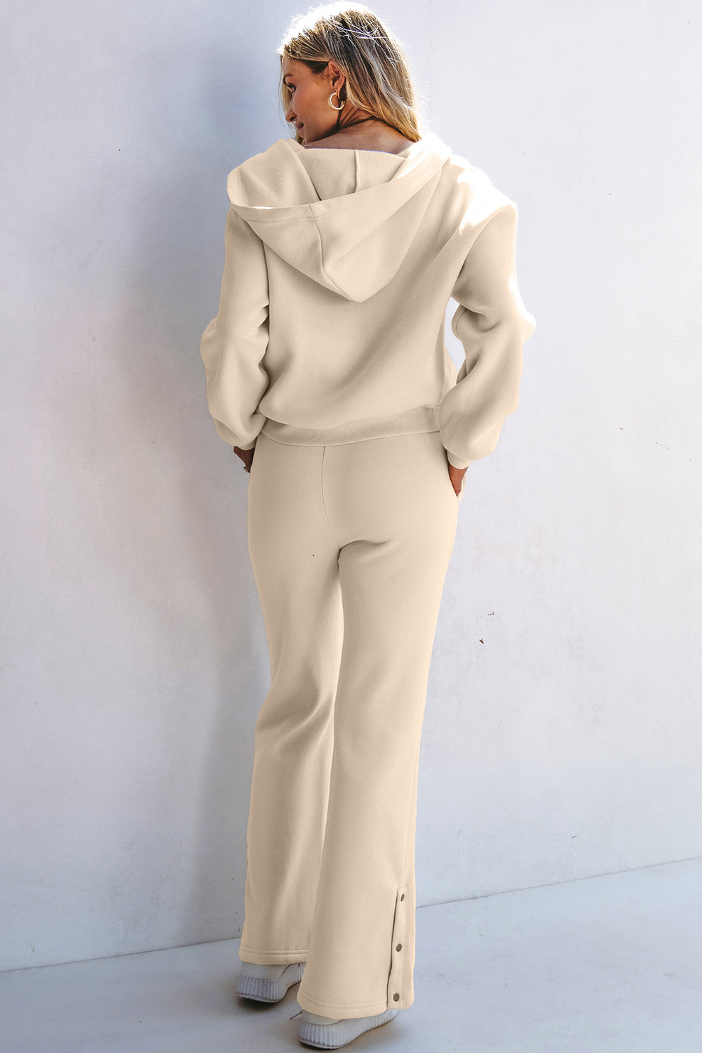 Parchment Solid Color Hoodie and High Waist Pants Two Piece Activewear 🇺🇲