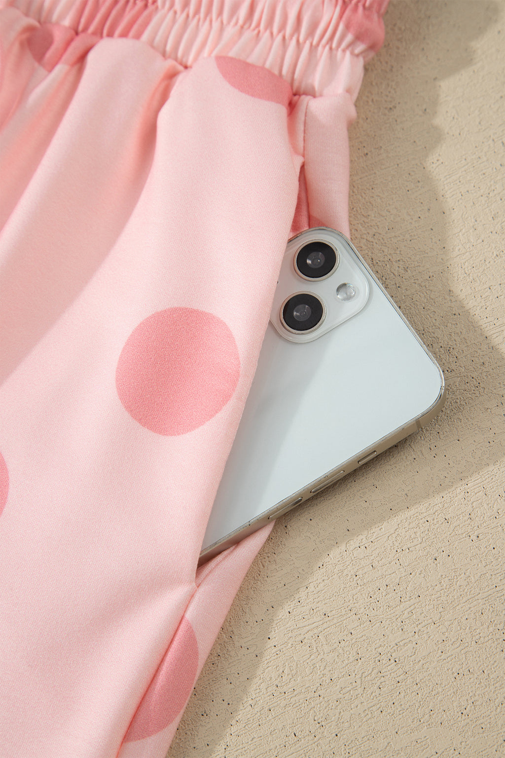 Pink Polka Dot Print Loose Tee Drawstring Elastic Waist Short Set 🇺🇸