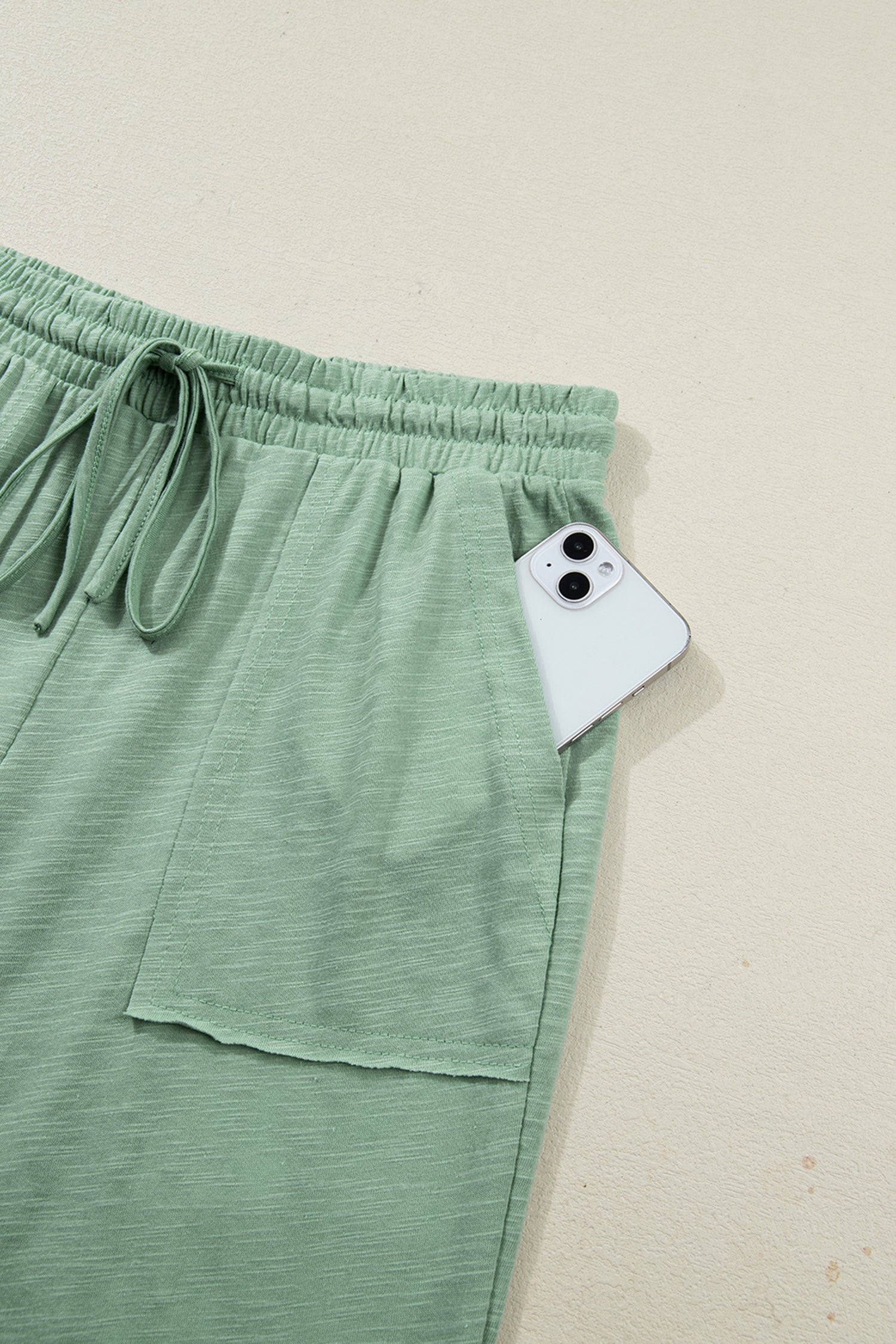 Canton Cuffed Short Sleeve Tee Raw Seam Patch Pocket Drawstring Pants Set 🇺🇸