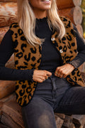 Chestnut Leopard Print Sherpa Vest Coat 🇺🇸